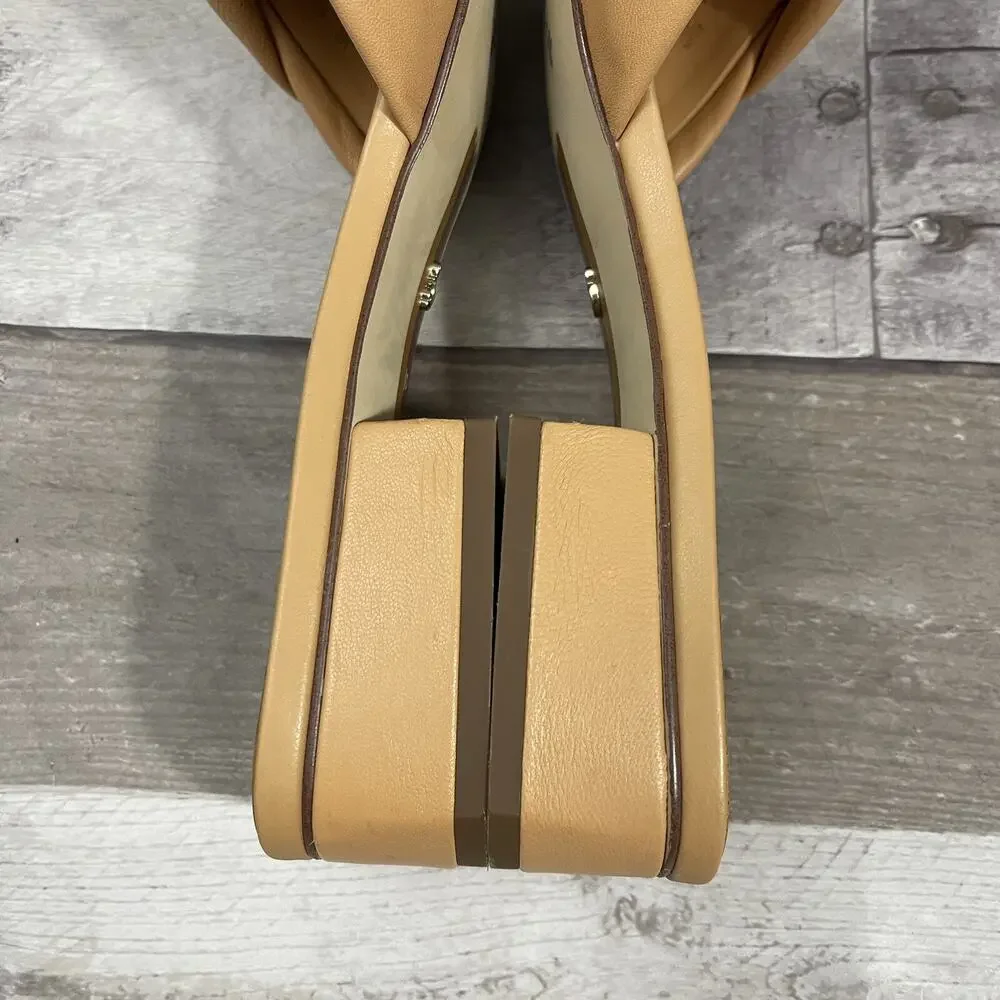 Sam Edelman Dawson Square Toe Quilted Leather Slide Sandals Size 10 Beige - Picture 10 of 15